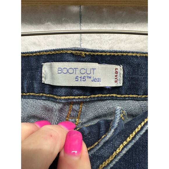 Levis 515 Jeans Women 12 M Boot Cut Mid Rise Dark Wash Denim Stretch 30x30 - Picture 9 of 10